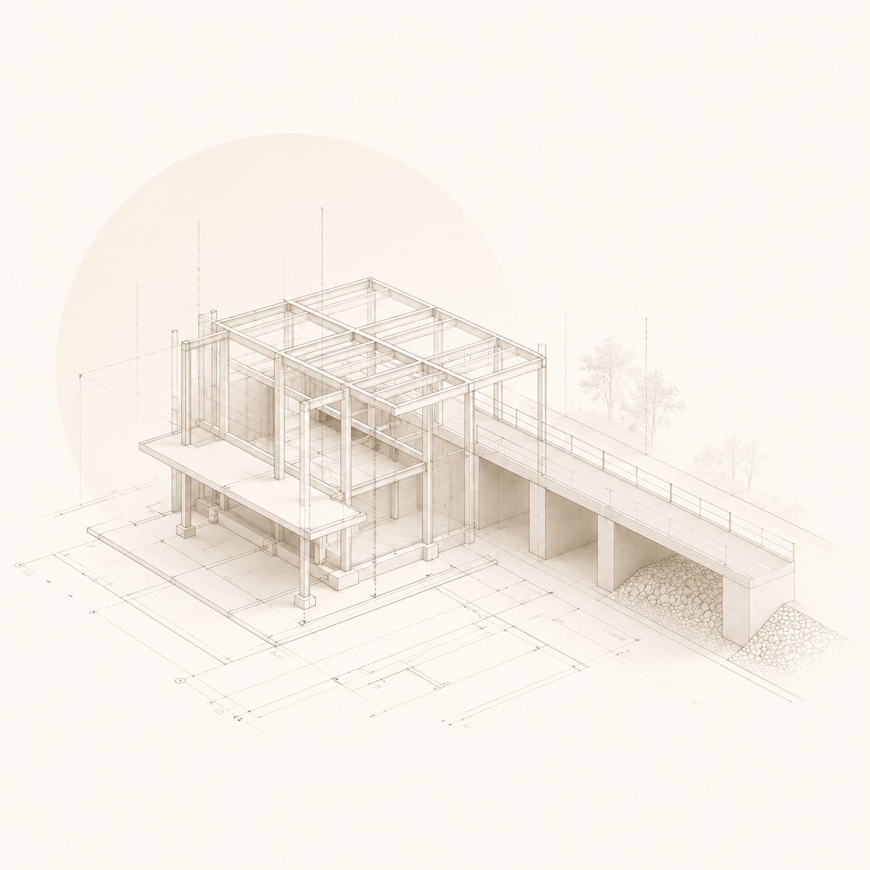 Structural & civil engineering — isometric line drawing