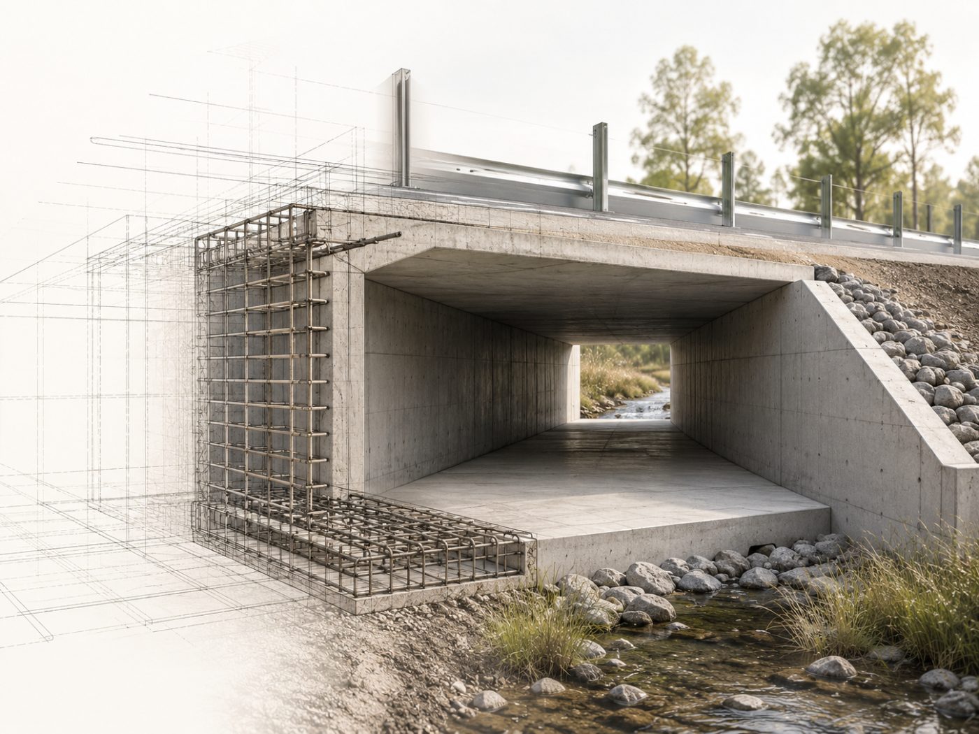 Box culvert crossing — reinforcement